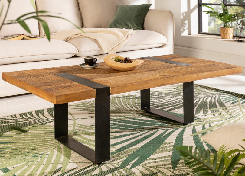 table basse rectangulaire design en bois massif de manguier