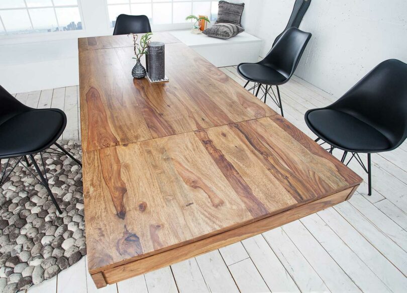 table de repas  cm en bois massif sesham verni