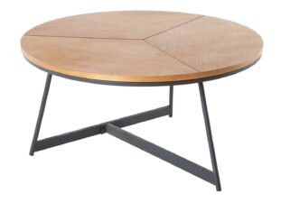 table basse de salon ronde en bois et métal moderne et design