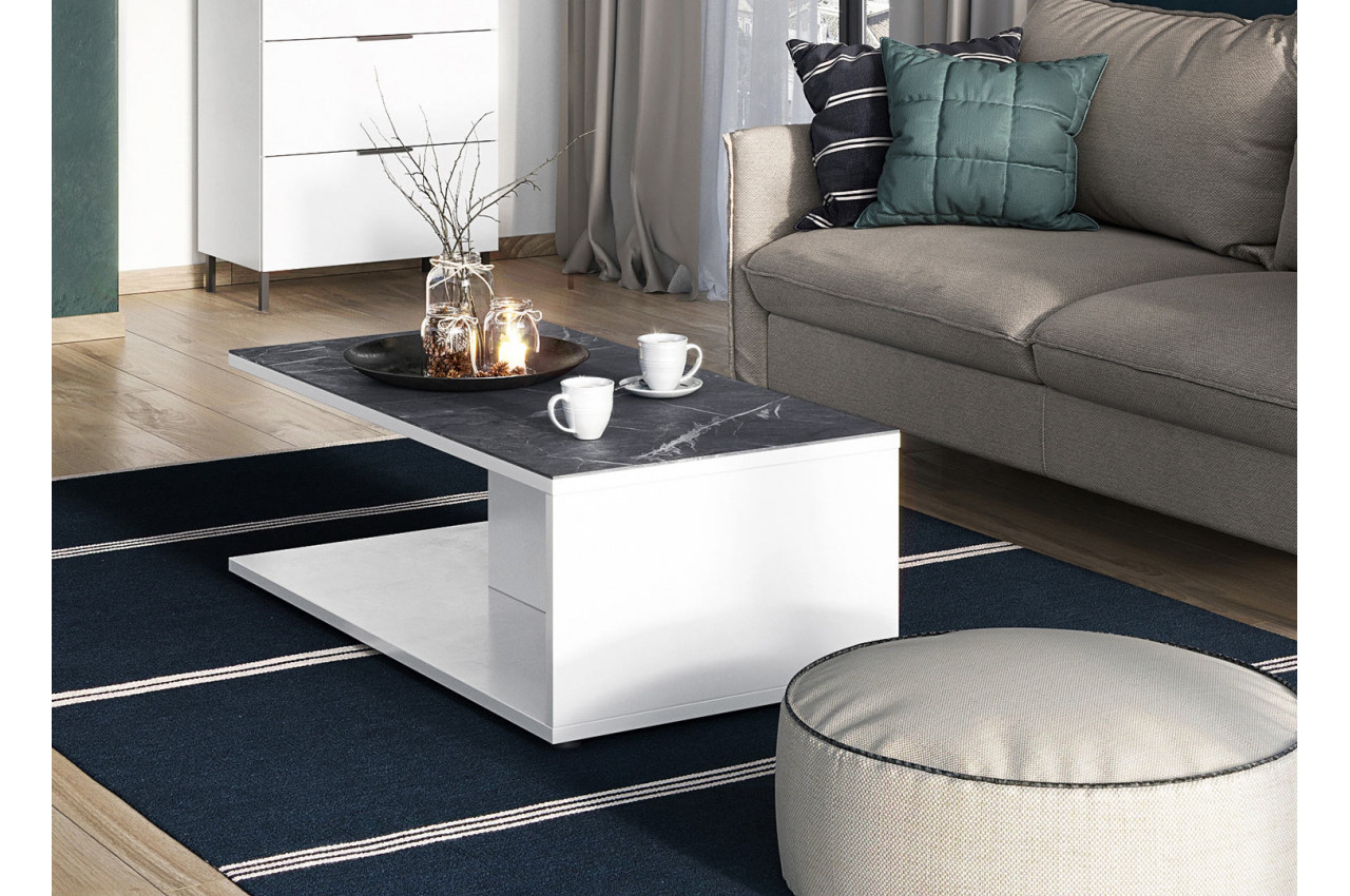 table de salon rectangulaire gris effet marbre