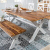 table de repas bois massif de manguier shabby chic