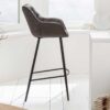 tabouret de bar haut tissu gris rétro