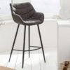 tabouret de bar haut tissu gris vintage