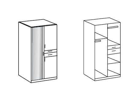 3E 3xE living.com Armoire 2 Portes et 2 tiroirs (L:60cm / H:180cm / P:51cm)  en Blanc & Gris Graphite, Armoire Chambre, Armoire de Rangement, Meuble  Rangement, Armoire a Vetement. : : Cuisine