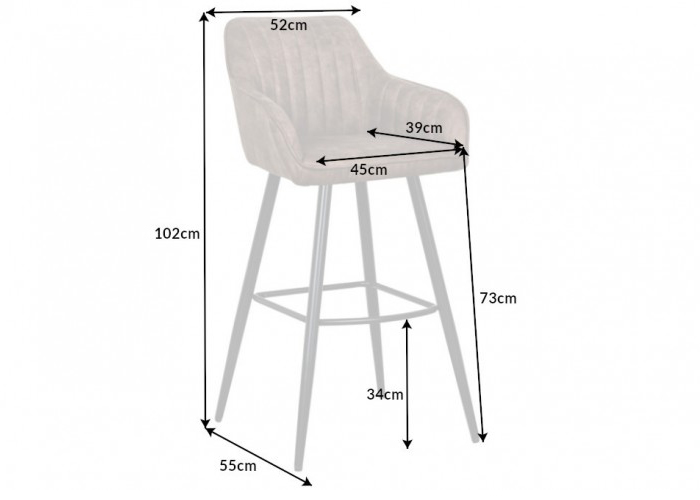 zoom sur les dimensions de la chaise haute de bar
