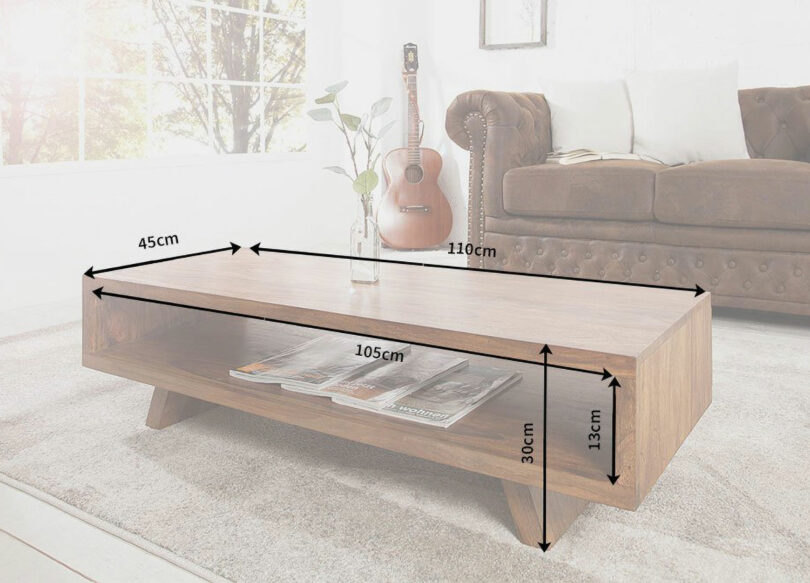 zoom sur les dimensions de la table basse