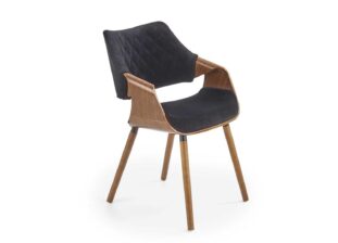 Chaise de salle à manger en velours et bois de noyer