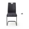 Chaise de séjour en tissu gris et pied en métal noir laqué mat