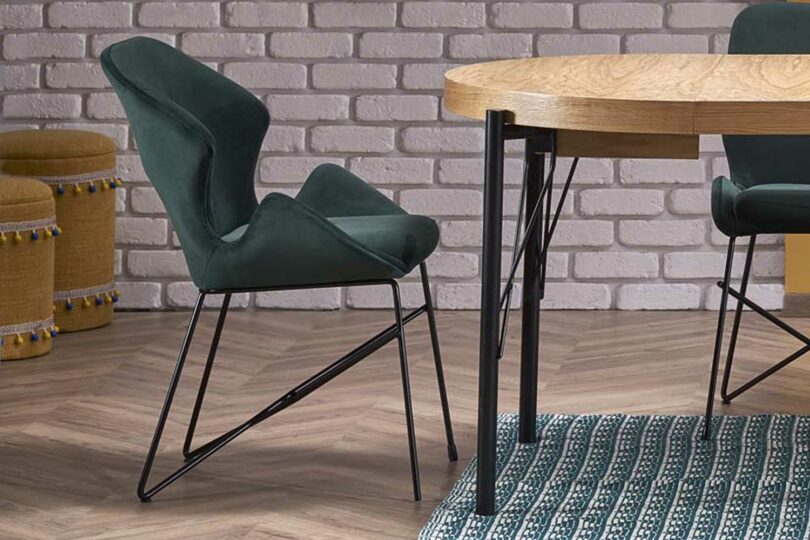 Chaise de salle à manger en velours