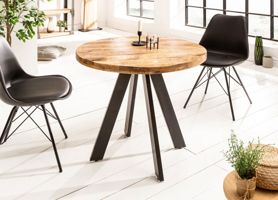 Table de repas ronde en bois naturelle