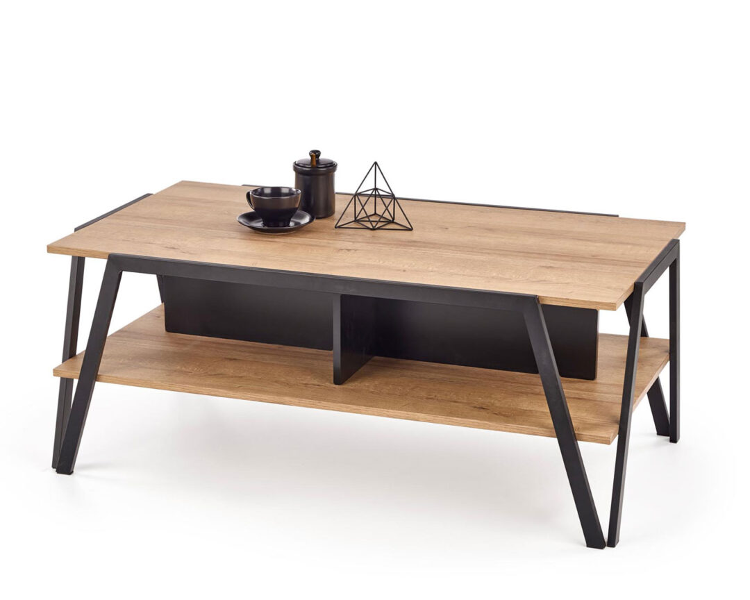 Table de salon en bois et métal