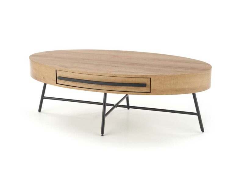 Table basse ovale de salon avec rangement