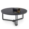 Table basse ronde noire effet marbre