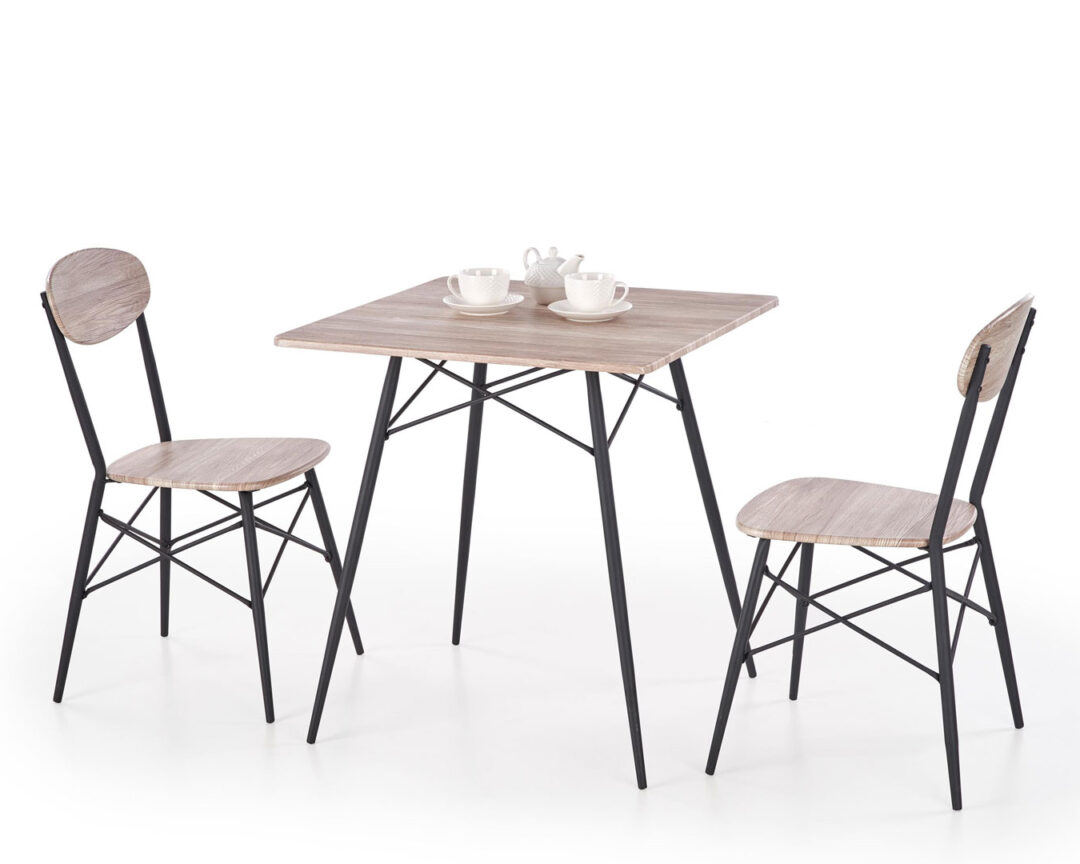 Petite table de bistrot carrée avec chaises