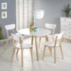 Table de salle à manger extensible blanche et bois scandinave