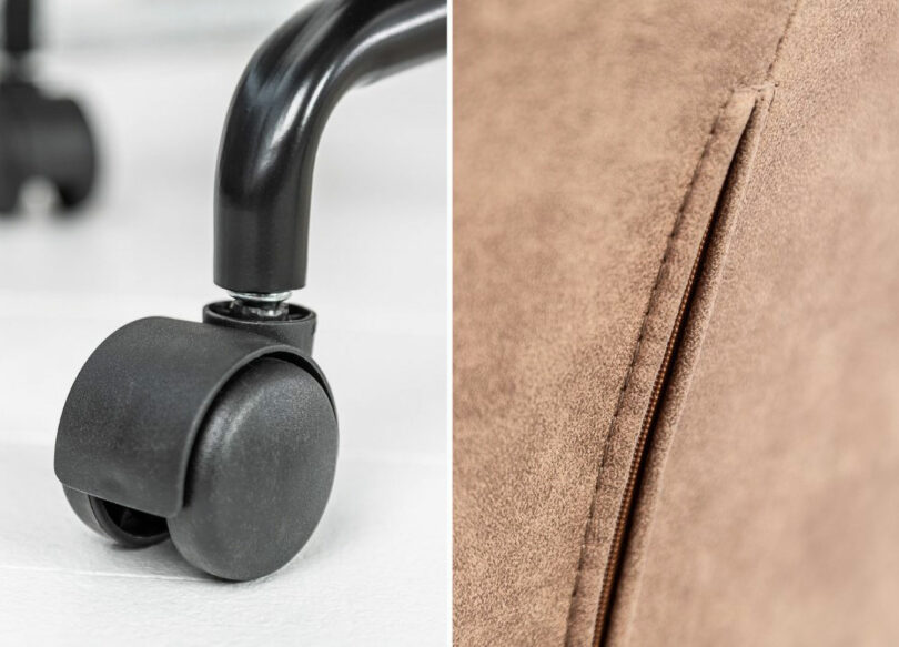 Piétement et dossier de la chaise en microfibre