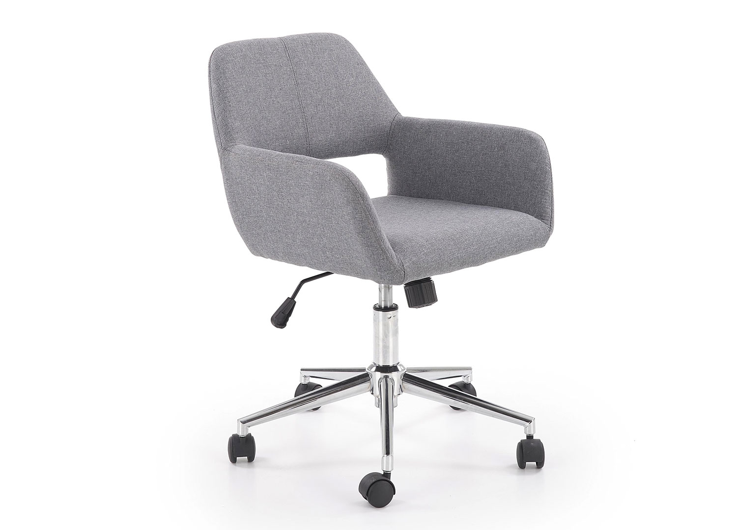 Fauteuil de bureau gris avec accoudoirs et roulettes