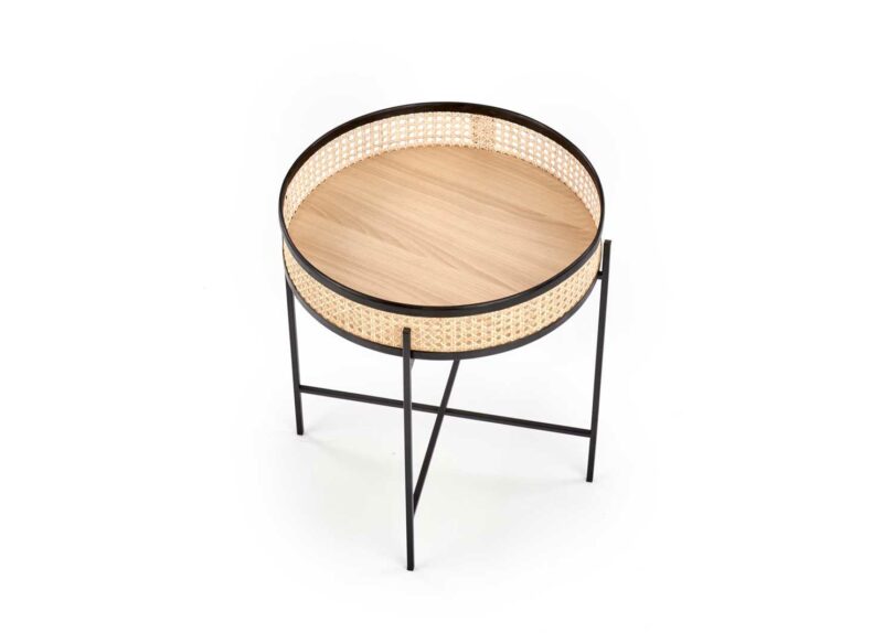 table d'appoint ronde en rotin