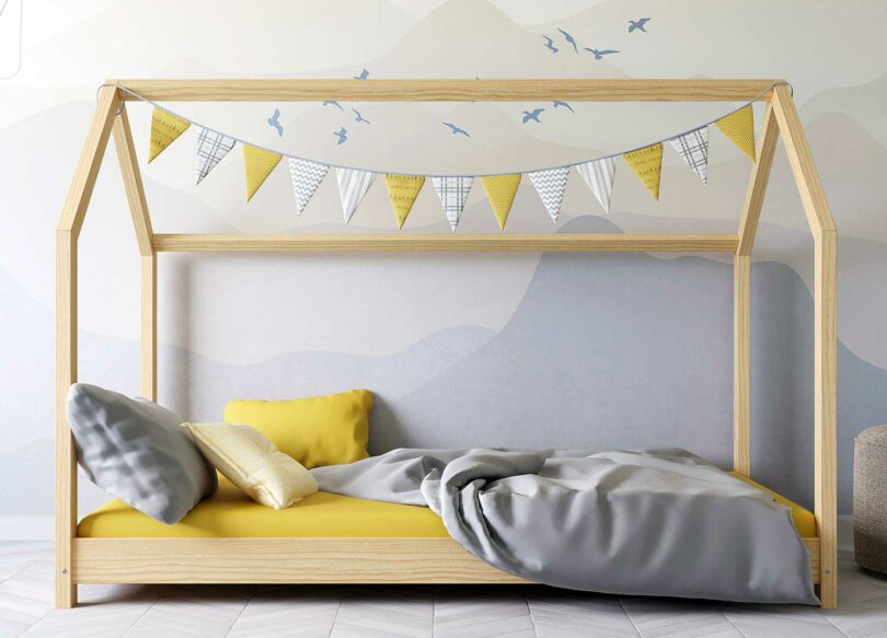 lit maisonnette pour enfant en bois