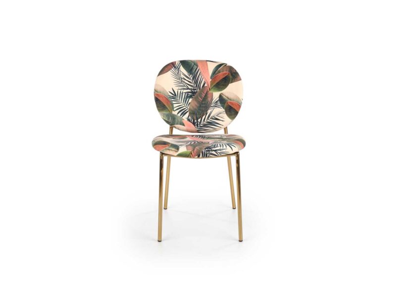 chaise moderne pied doré et assise florale