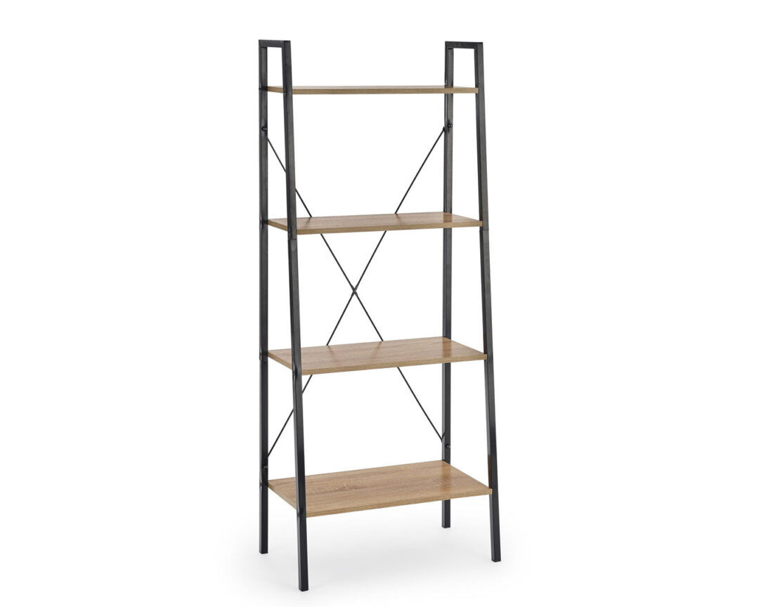 Meuble étagère design blanc laqué mat et métal noir design