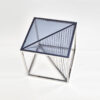table basse carrée en verre et métal chromé design
