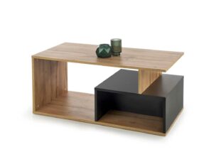 table basse bi couleur noir et bois