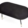 table basse bord arrondis moderne noir et doré