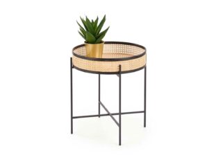 table d'appoint ronde en rotin naturel