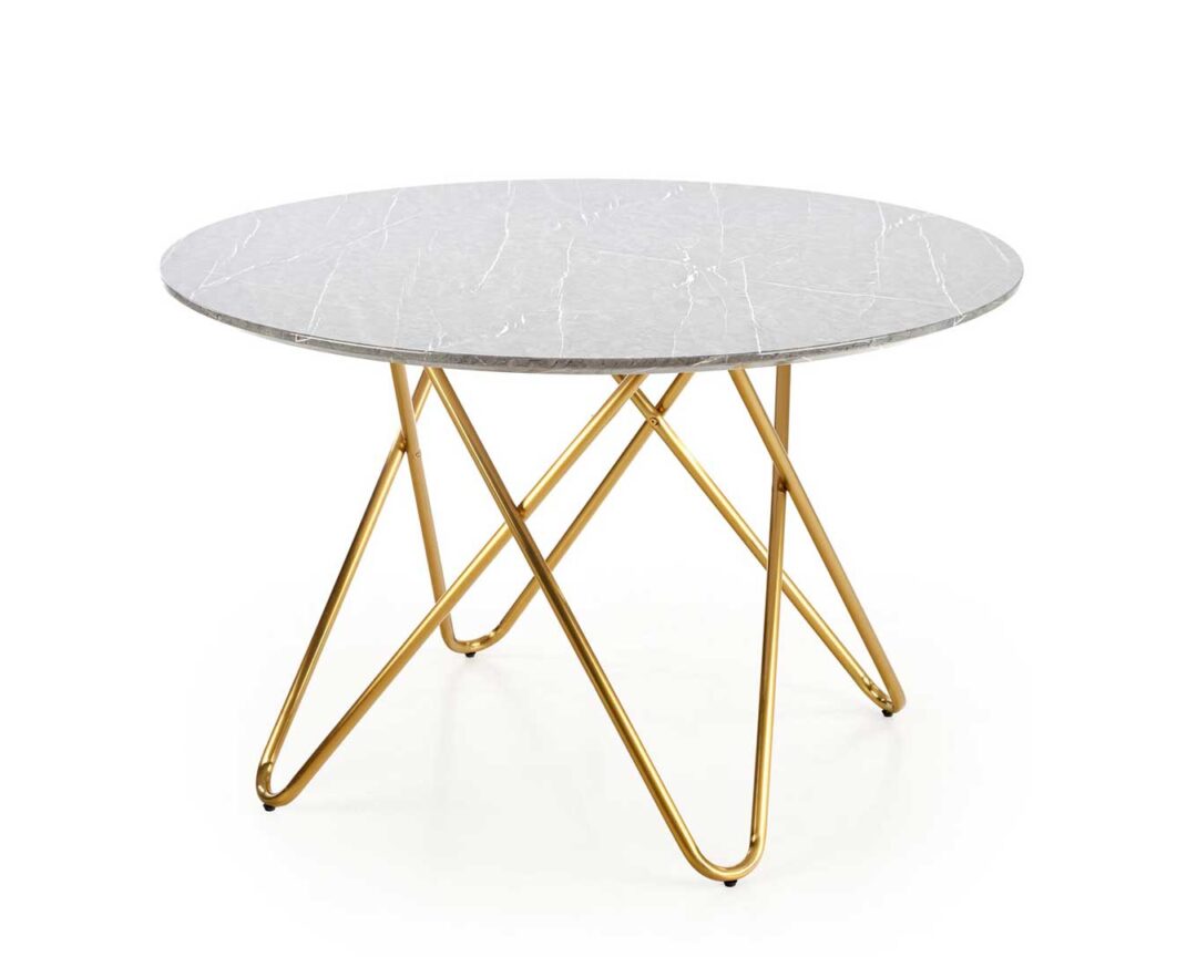 table de repas ronde plateau décor marbre gris