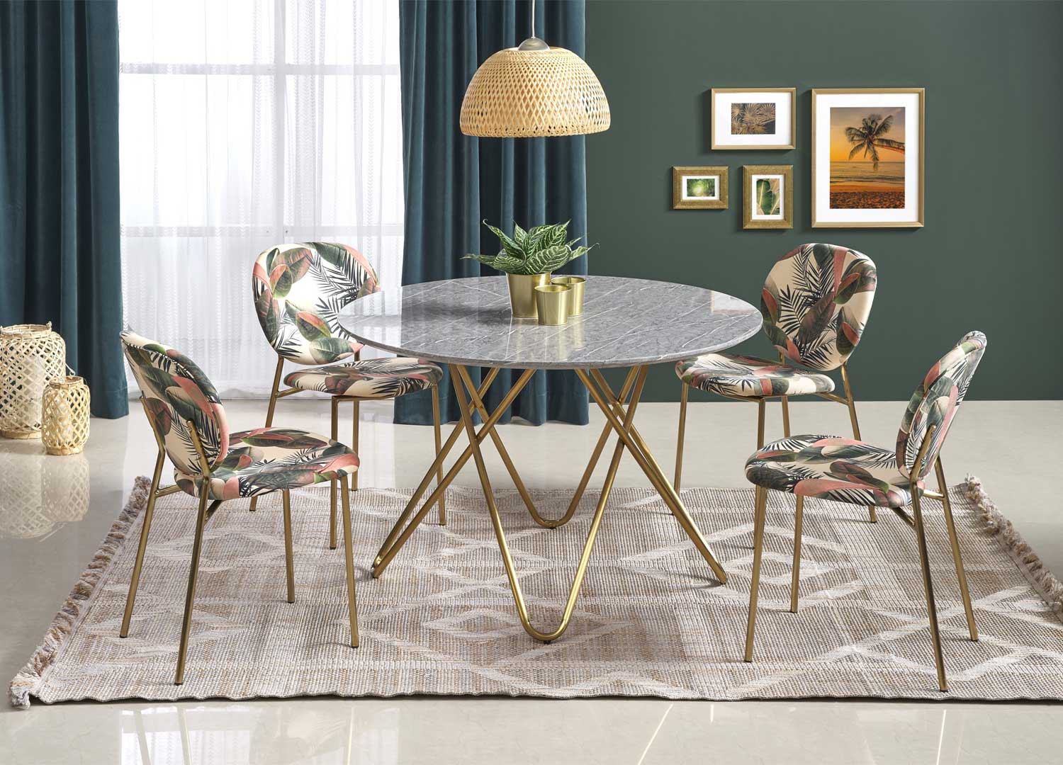 table de repas ronde design décor marbre gris