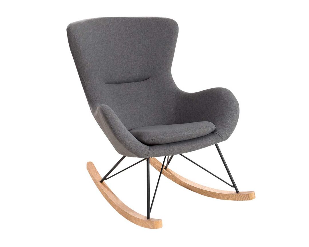 Chaise à bascule en tissu texturé gris design