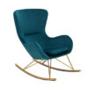 Rocking chair en velours bleu turquoise