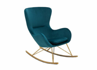 Rocking chair en velours bleu turquoise
