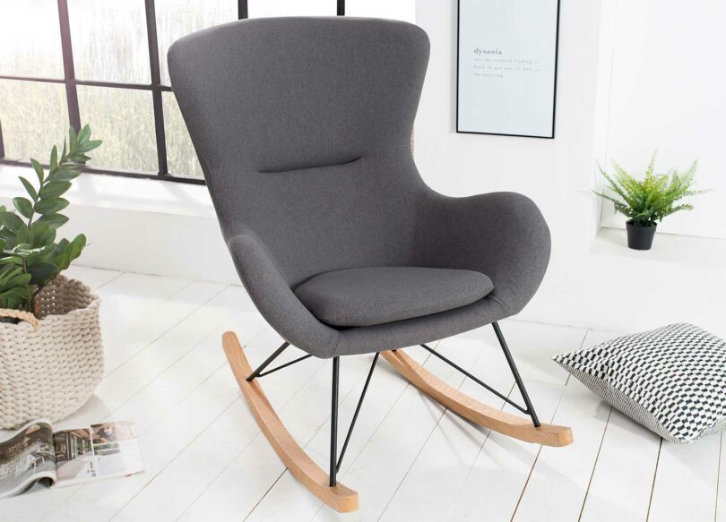 Chaise de salon à bascule gris foncé