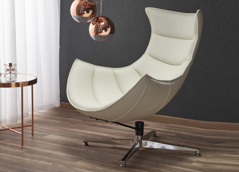 Fauteuil détente en simili cuir blanc