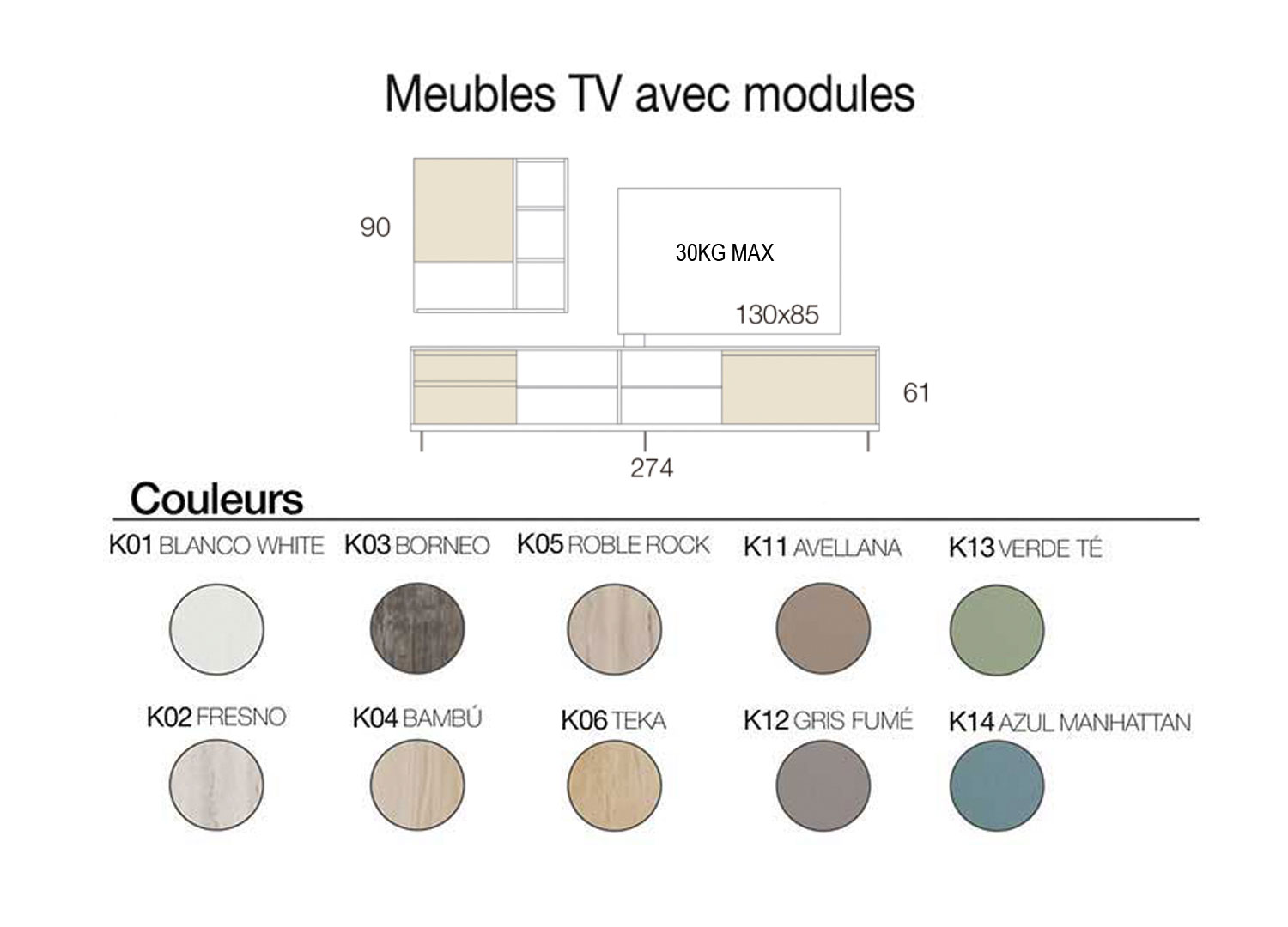 Meuble TV bois sur roulettes pas cher - Cbc-Meubles