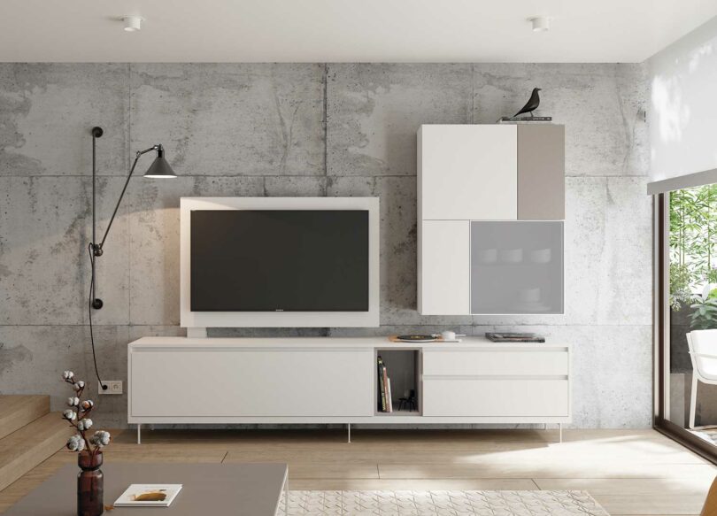 Composition meubles de salon blanc contemporain