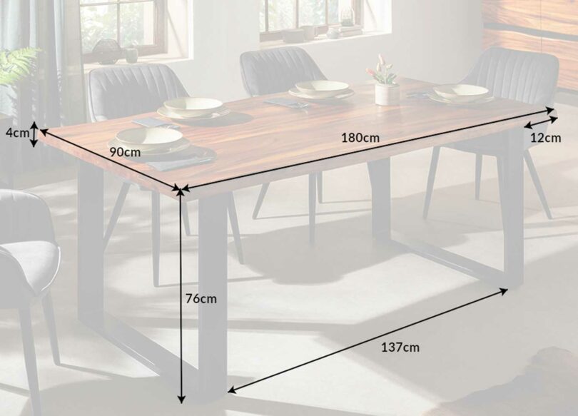 Dimensions de la table de repas en bois massif