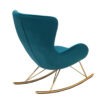 Dossier de la chaise en velours bleu turquoise