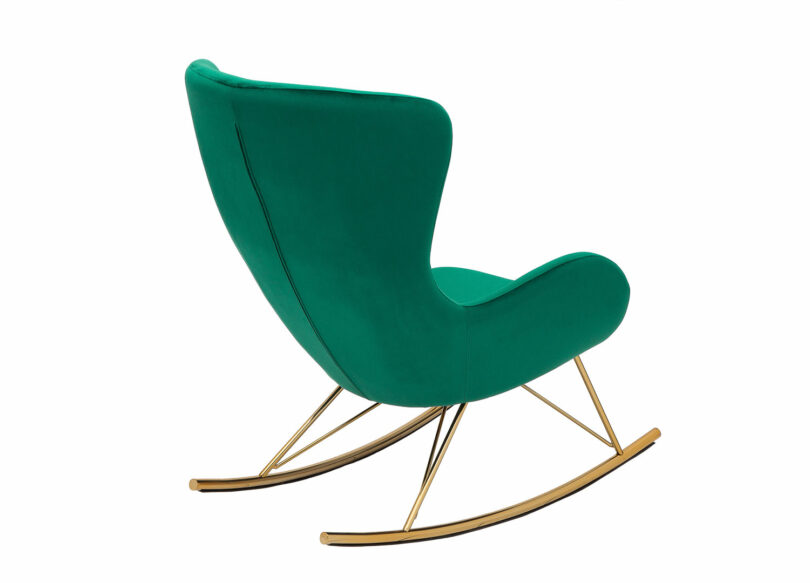 Dossier de la chaise en velours vert