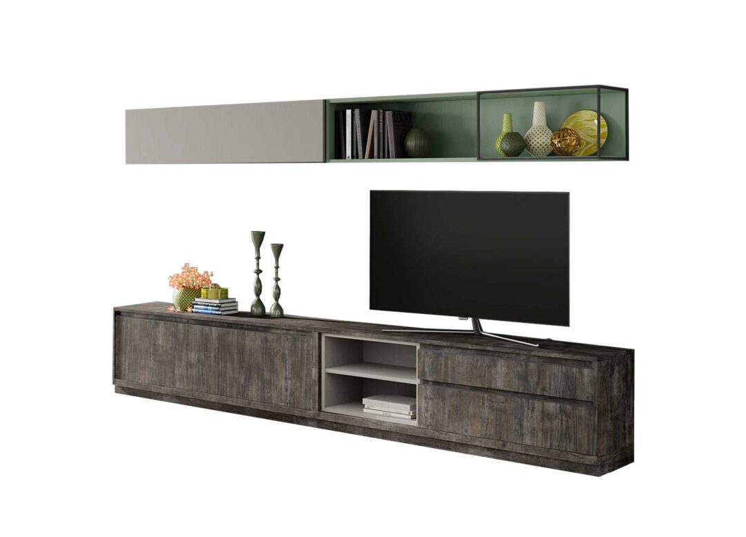 Ensemble TV en bois foncé