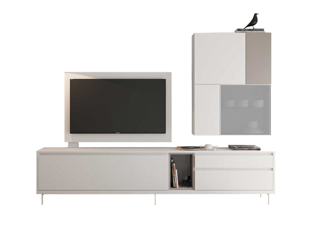 Ensemble tv design blanc contemporain