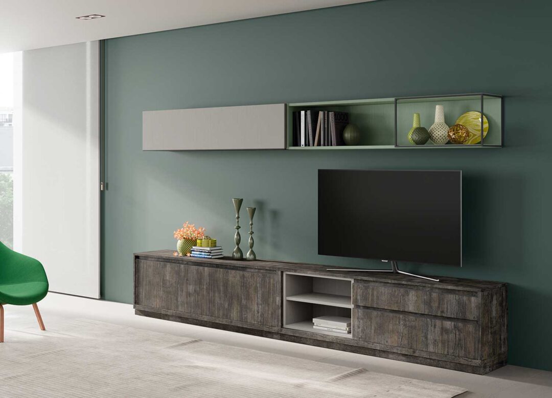 Ensemble TV en bois foncé