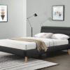 Lit double adulte en tissu gris foncé