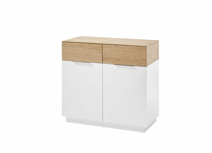 Commode de salon blanc et bois