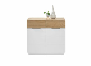 Commode laquée blanc mat 2 portes contemporaine