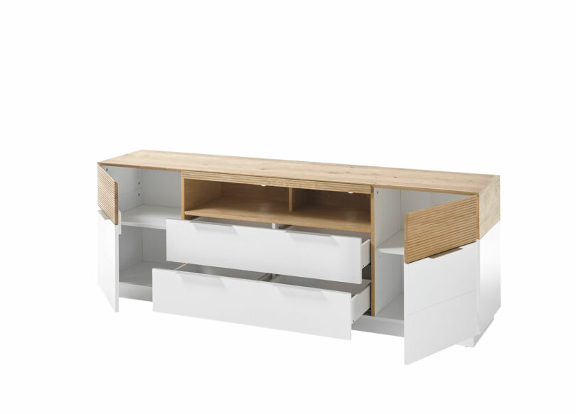 Meuble TV blanc ouvert