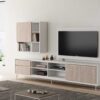 Panneau TV pivotant avec meuble tv et meuble de rangement mural