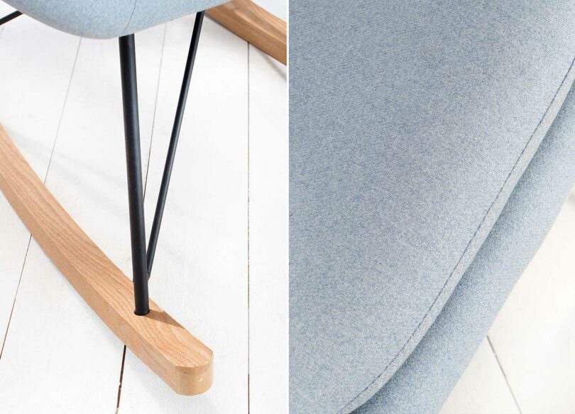 Piétement et tissu bleu clair